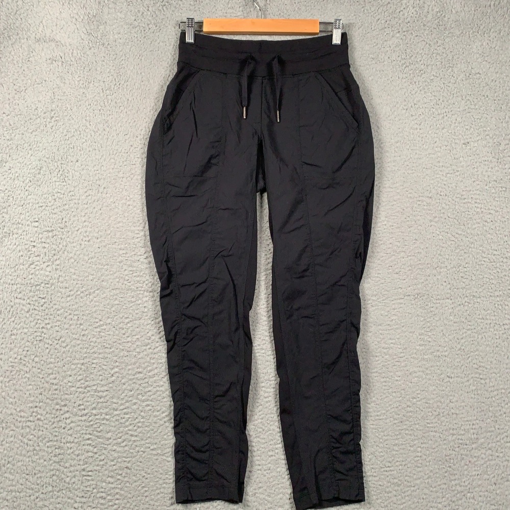 Lululemon Dance Studio Pants Women's 4 Black Ruched Ankle Lightweight Hiking